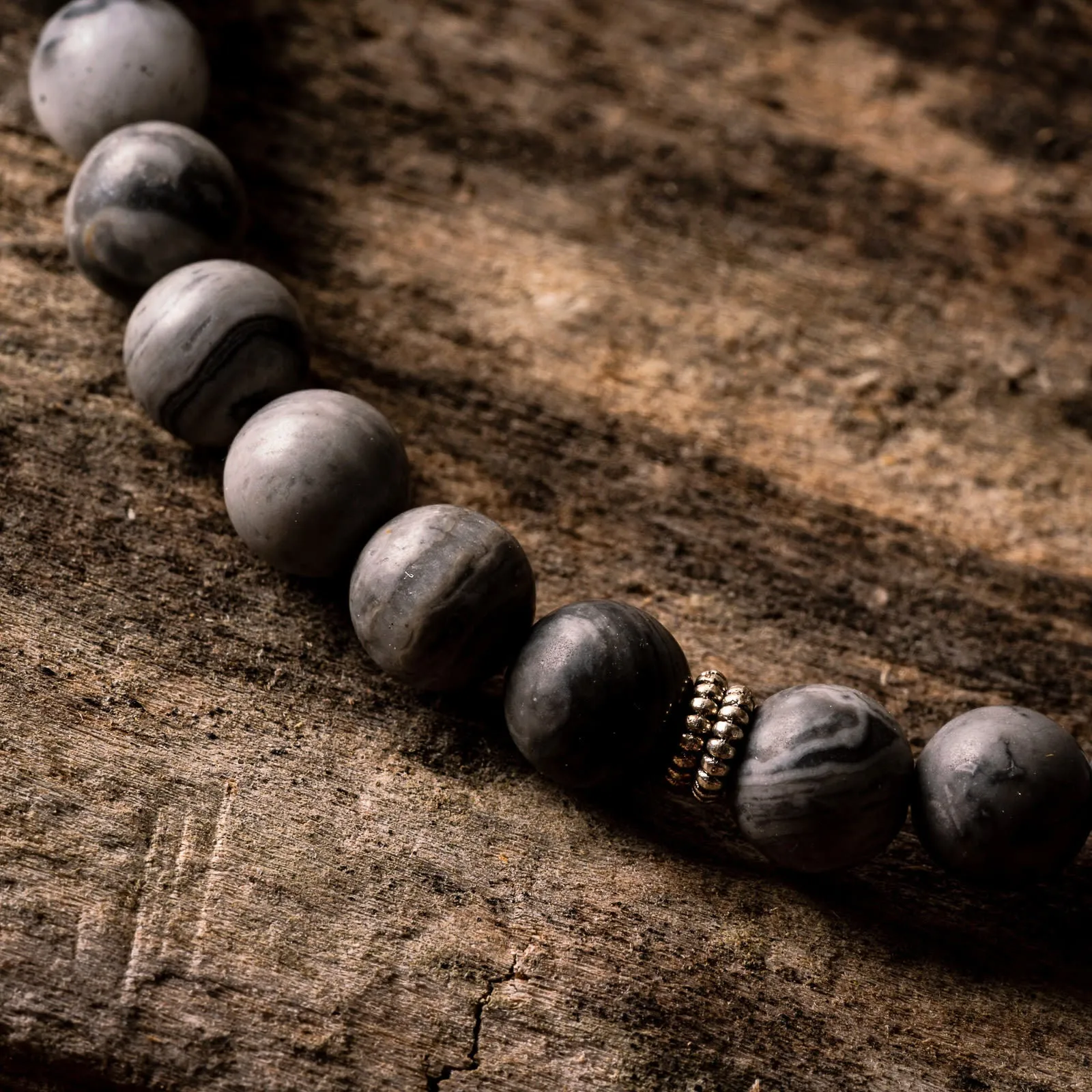 Grey Picasso Jasper Natural Gemstone Bracelet
