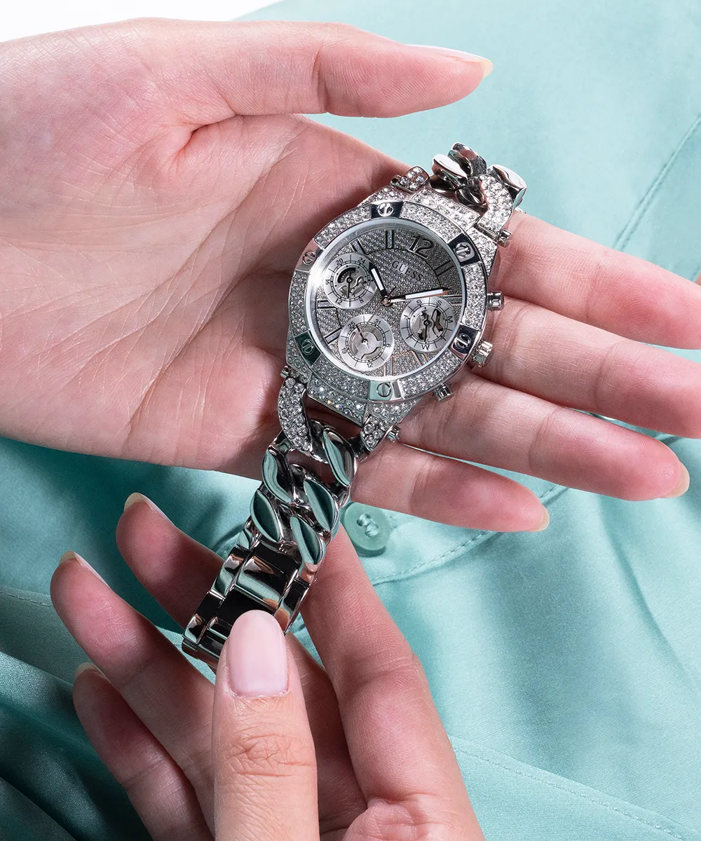 GUESS Ladies Silver Tone Multi-function Watch