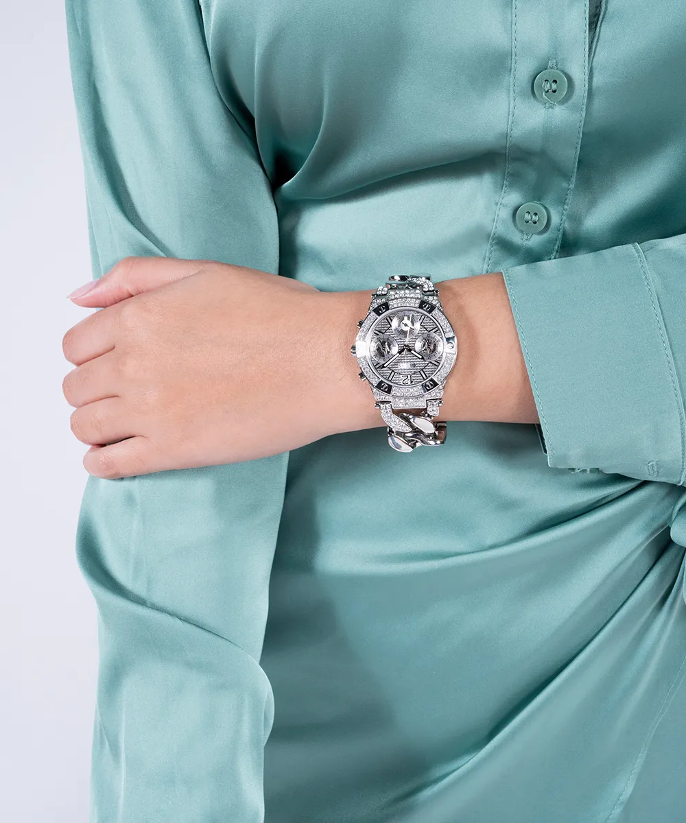 GUESS Ladies Silver Tone Multi-function Watch