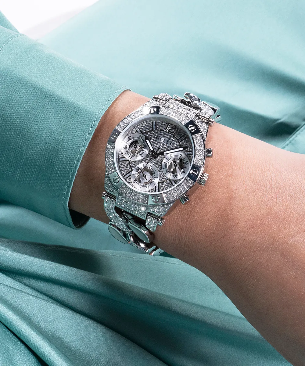 GUESS Ladies Silver Tone Multi-function Watch