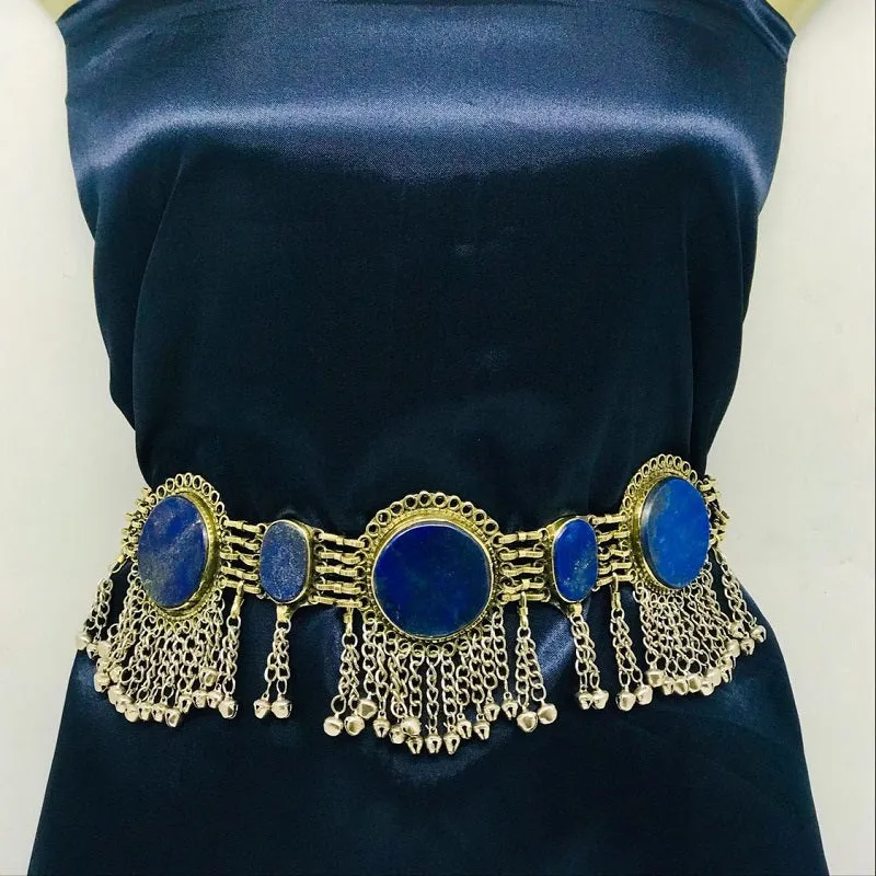 Handmade Bohemian Lapis Stone Belly Dance Belt