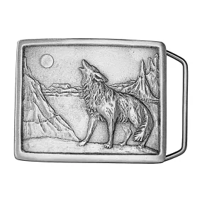 Howling Coyote Pewter Belt Buckle