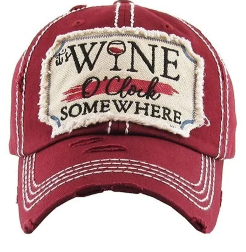 It's Wine O'Clock Somewhere baseball hat