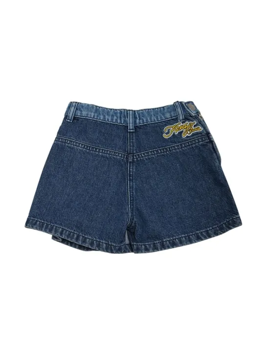 Kenzo Kids   Cotton denim shorts w/ logo patch 