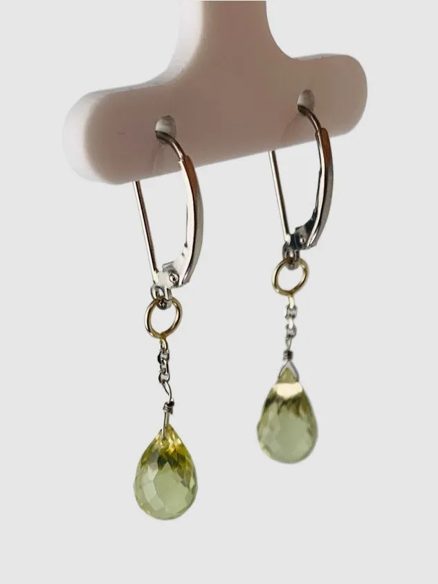 Lemon Quartz Drop Earrings in 14KW - EAR-243-1DRPGM14W-LQ