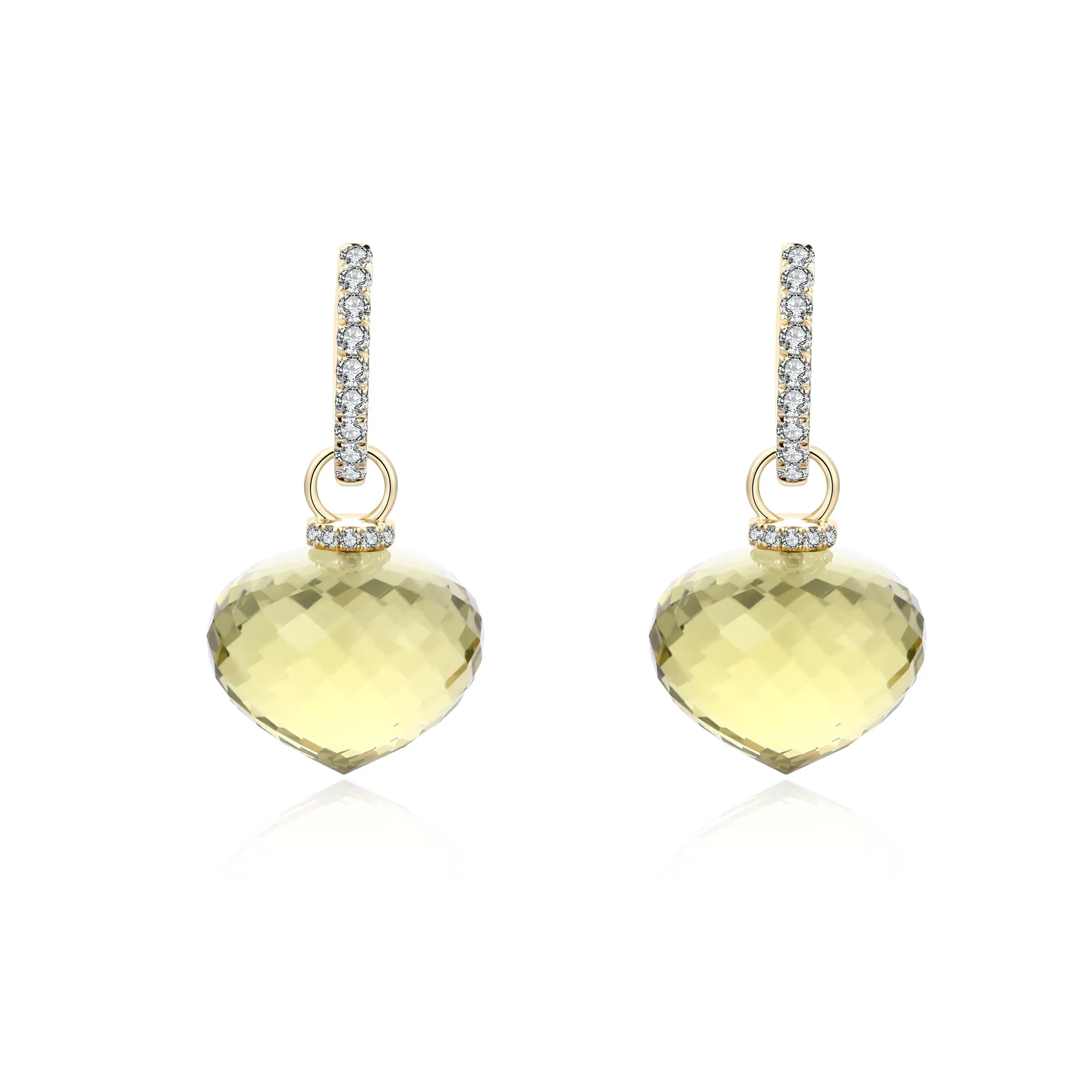 Lemon Quartz White Diamond Earrings