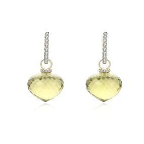 Lemon Quartz White Diamond Earrings