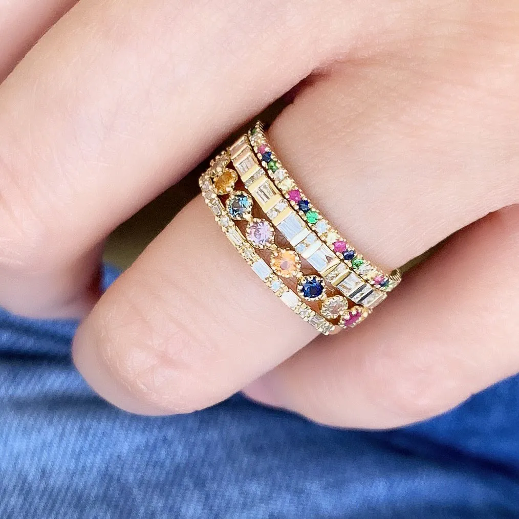 Linea Bezel Set Rainbow Sapphire Eternity Band - Petite