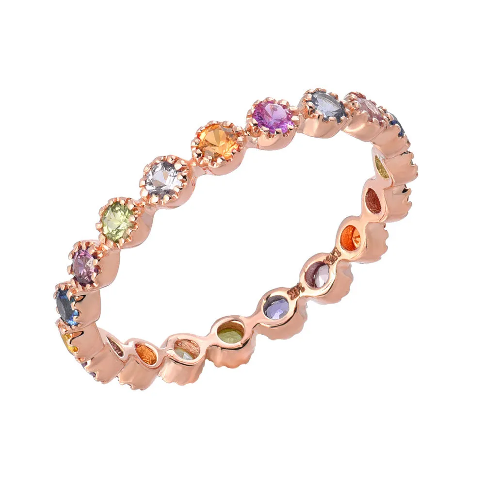 Linea Bezel Set Rainbow Sapphire Eternity Band - Petite