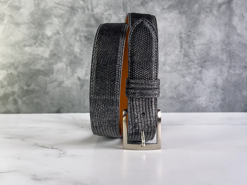 Lizard Belt: Matte Pewter