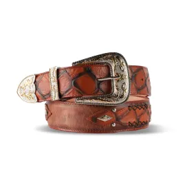 Mens Texas Country Belt Pez Cogñac punta diamante