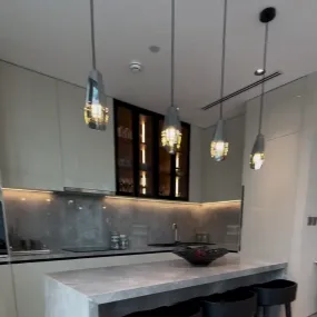 Modern Smoky Gray Glass Pendant for Kitchen Island