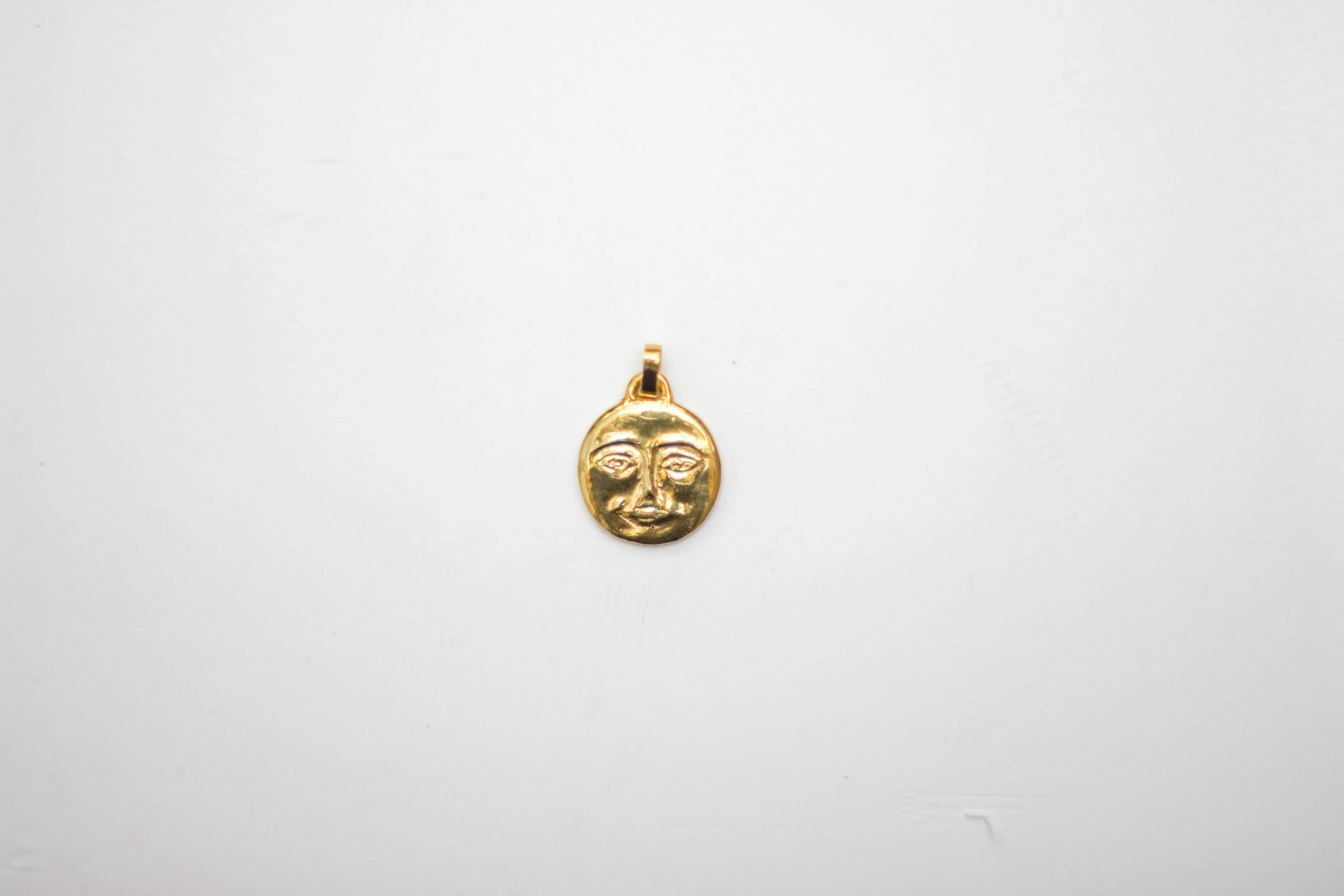 Moon Face Necklace, Solid Gold
