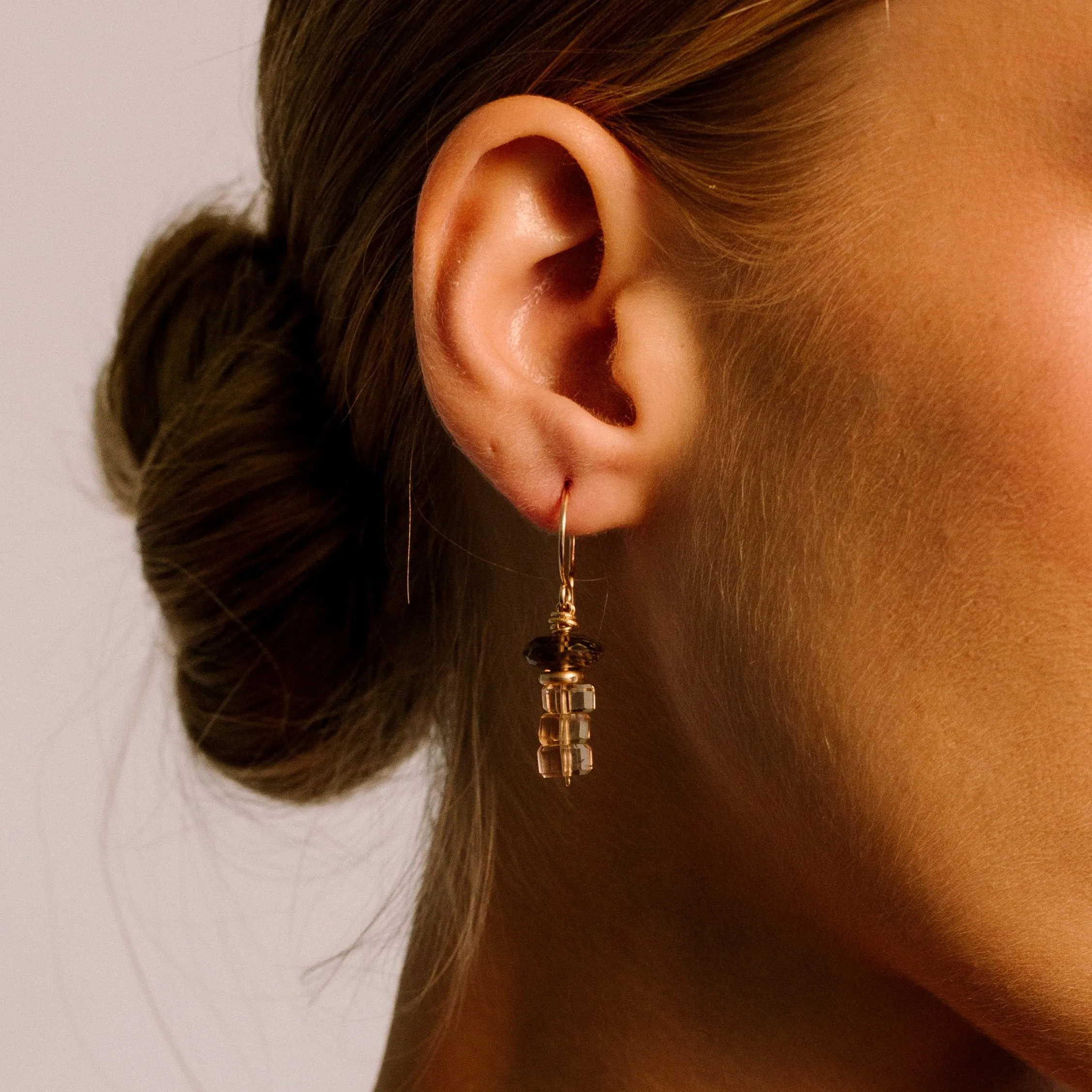 Mushy Earrings (40mm) - Smoky Quartz