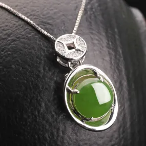 Natural Jade Pendant Nephrite Silver Pendant ZPT238