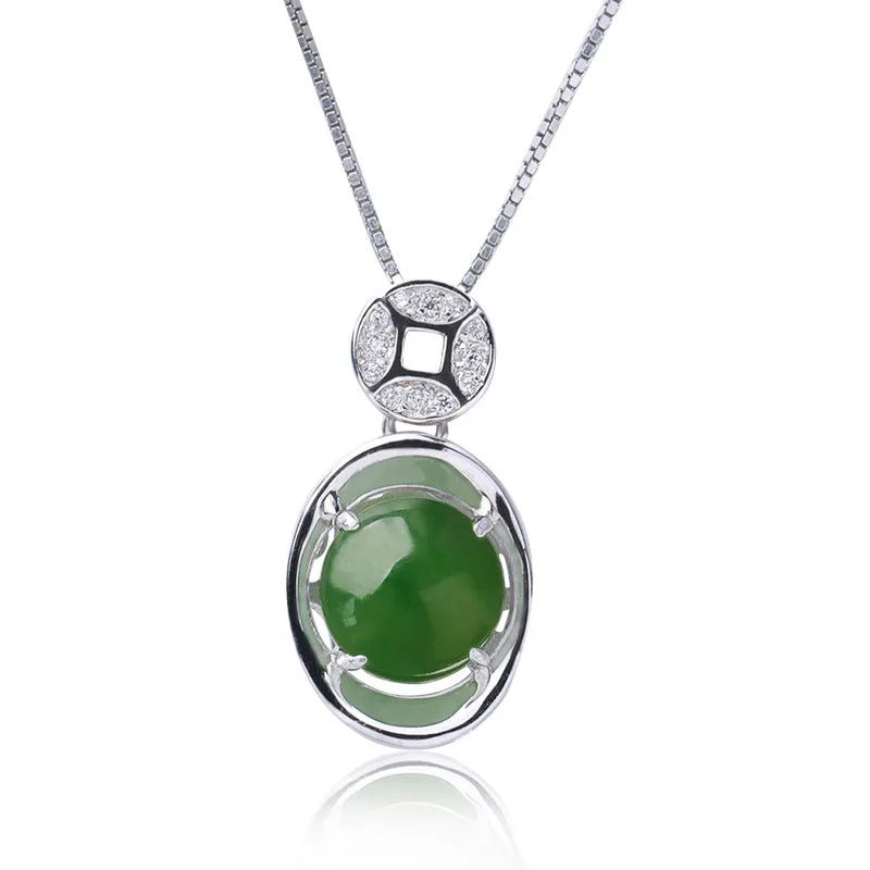 Natural Jade Pendant Nephrite Silver Pendant ZPT238