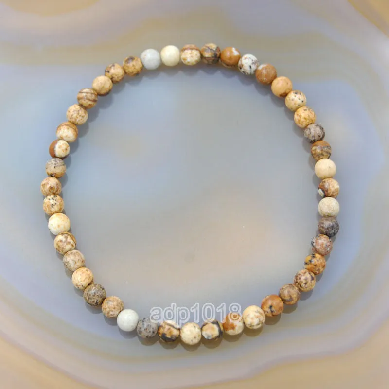 Natural Picture Jasper Gemstone Beads Stretch Bracelet Healing Reiki