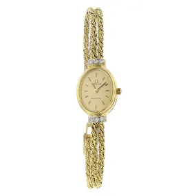 Omega 14K Yellow Gold Champage Dial Watch with Diamonds