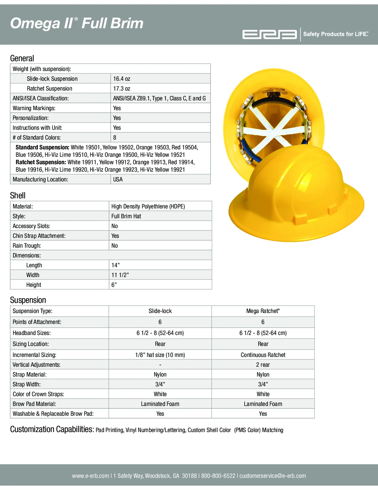 Omega II® Full Brim with 6-Point Suspension