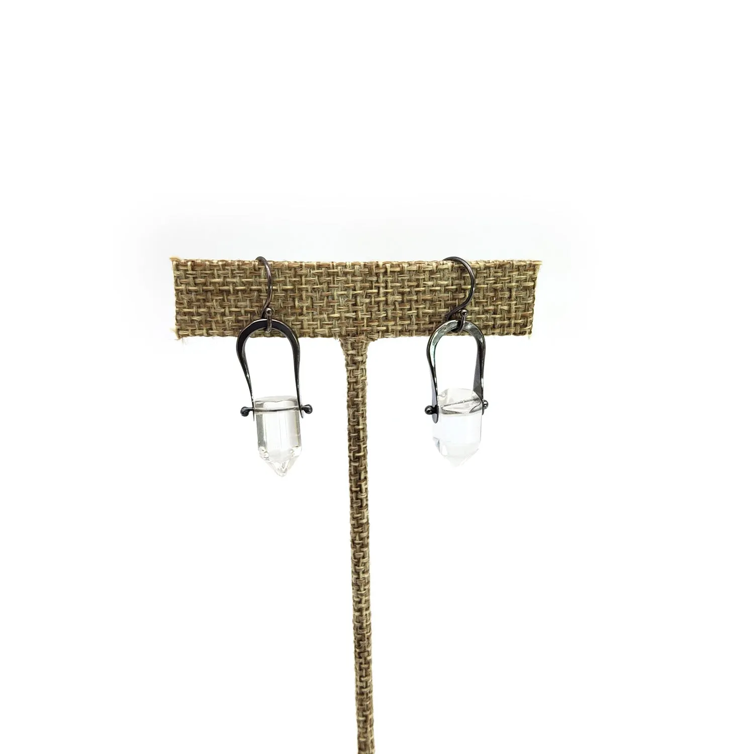 Oxydized Silver Quartz Earrings