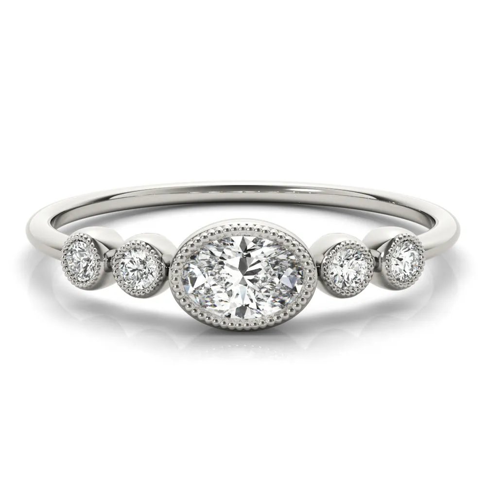 Peggy Oval Milgrain Diamond Ring