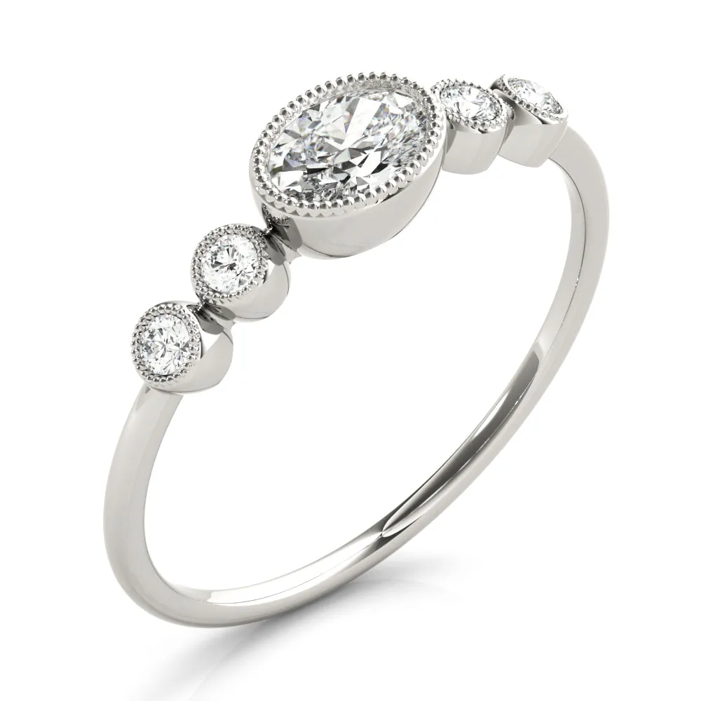 Peggy Oval Milgrain Diamond Ring