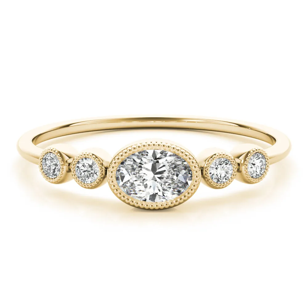 Peggy Oval Milgrain Diamond Ring