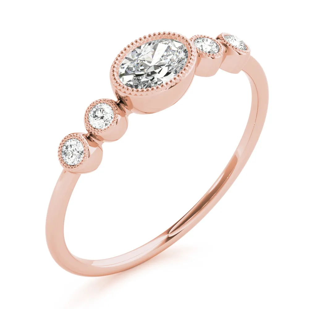 Peggy Oval Milgrain Diamond Ring