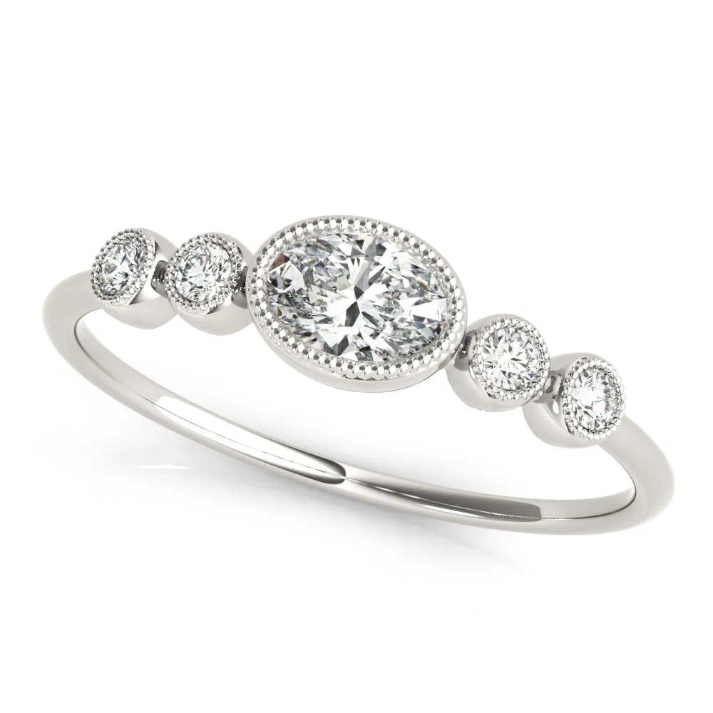 Peggy Oval Milgrain Diamond Ring