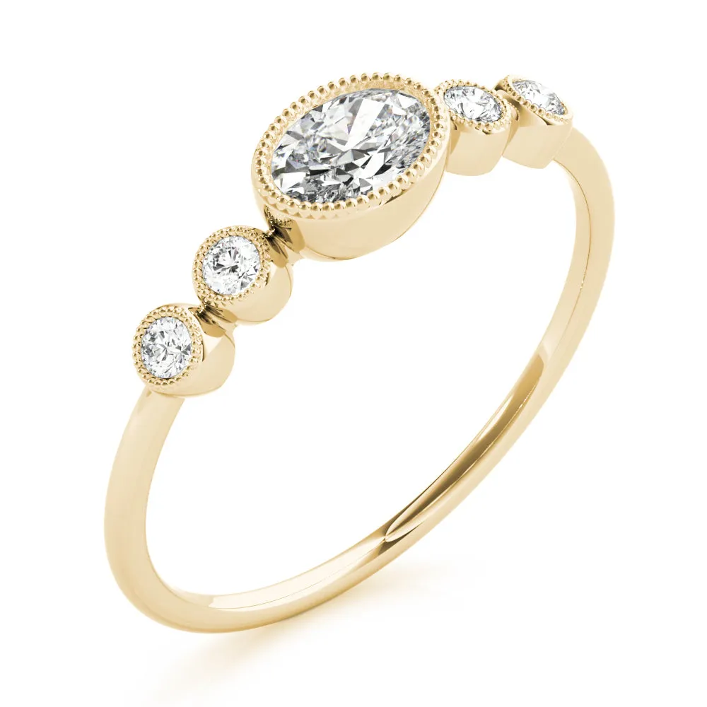 Peggy Oval Milgrain Diamond Ring