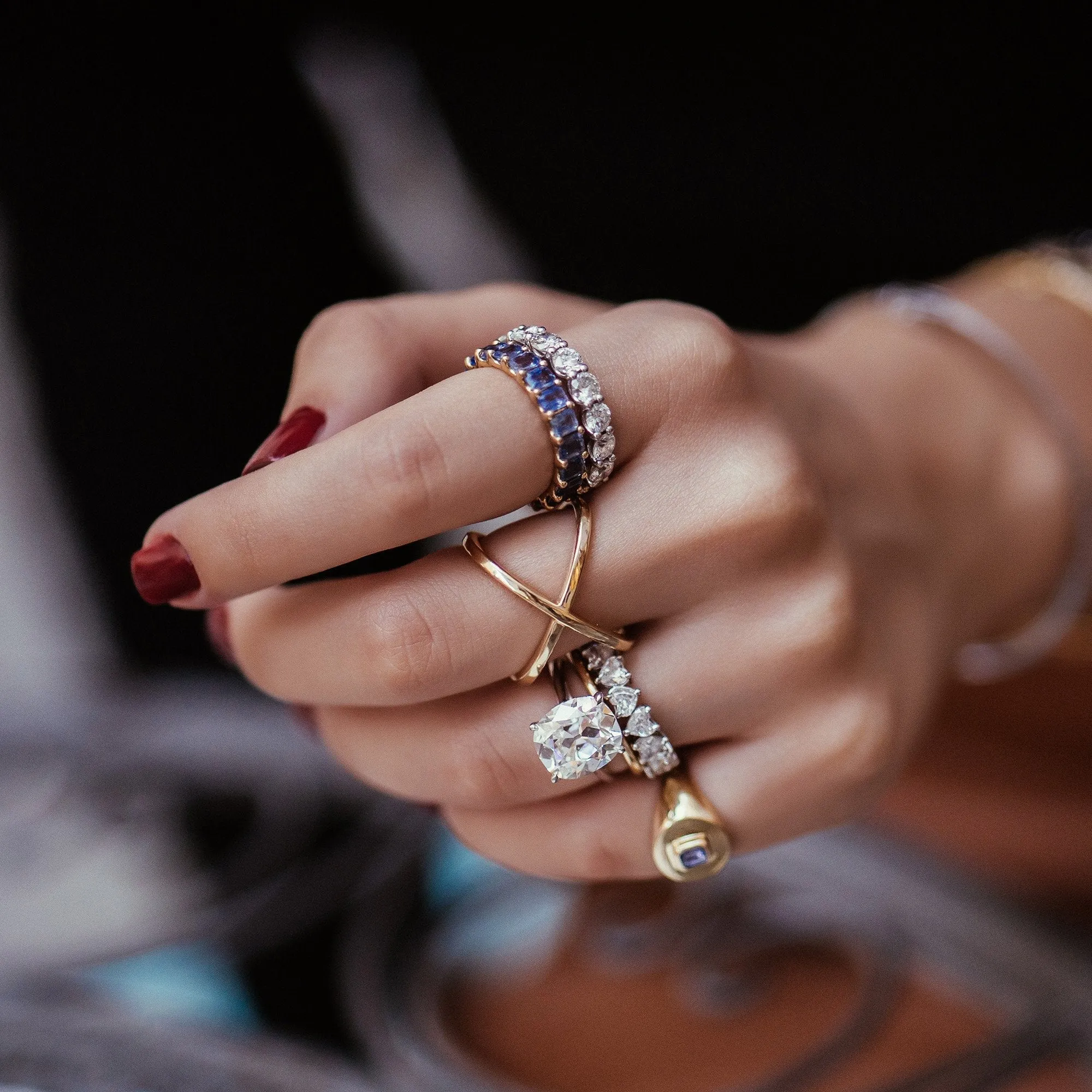 Petite Emerald Cut Blue Sapphire Ring