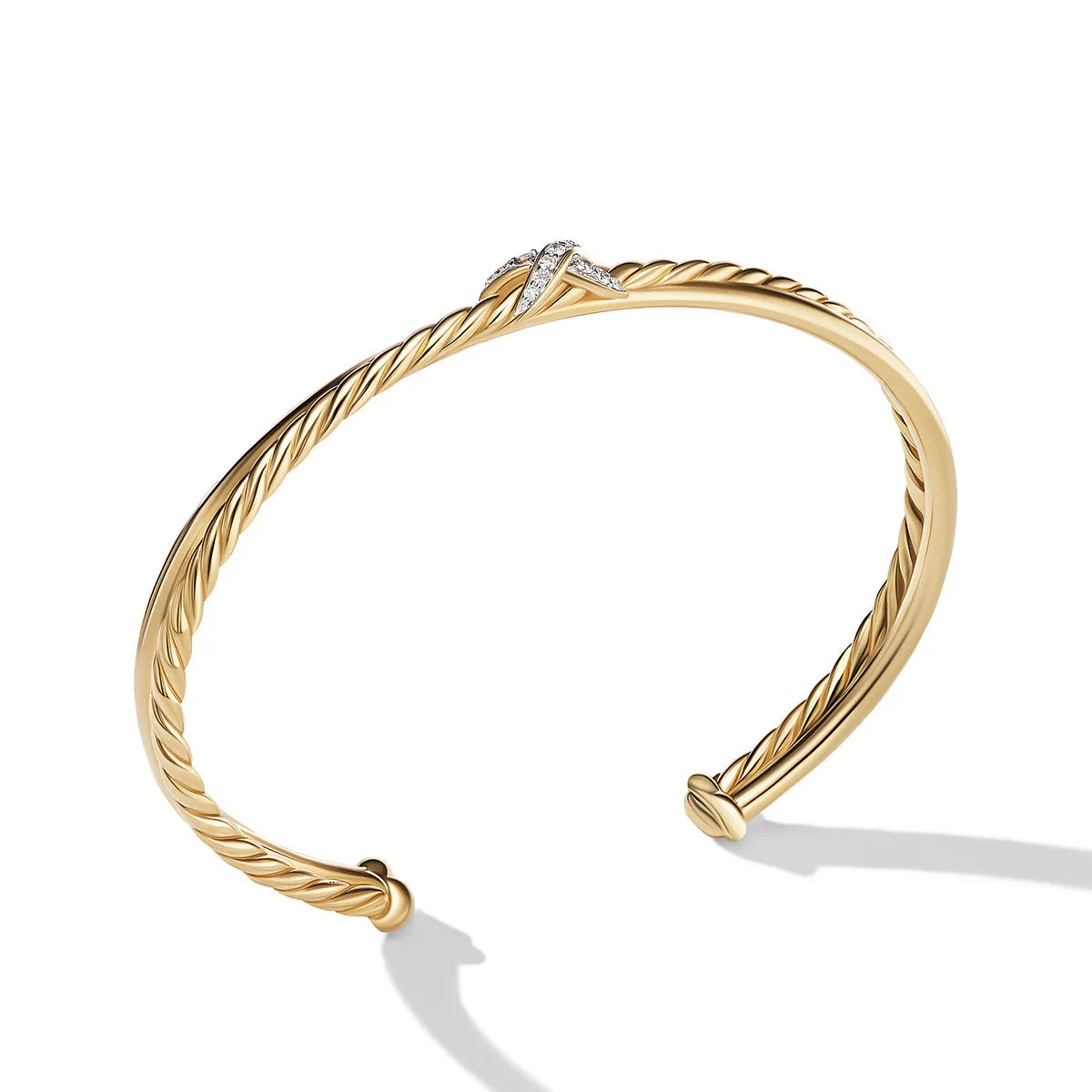 Petite X Bracelet in 18K Yellow Gold with Pave Diamond