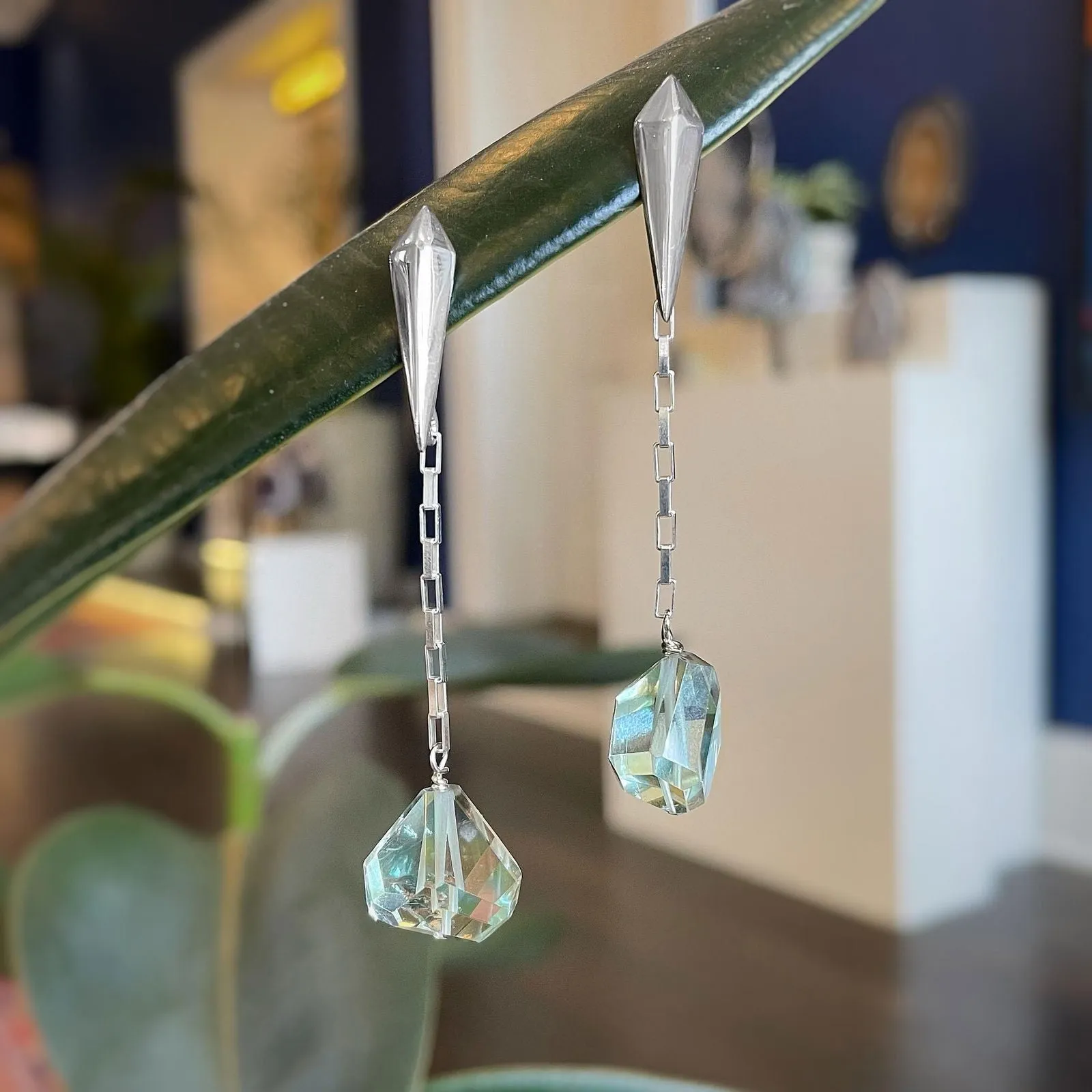 Plumb Silver Original Green Quartz Dangles