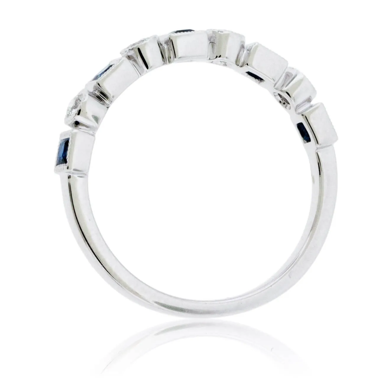 Princess Cut Sapphire & Diamond Bezel Stacking Band