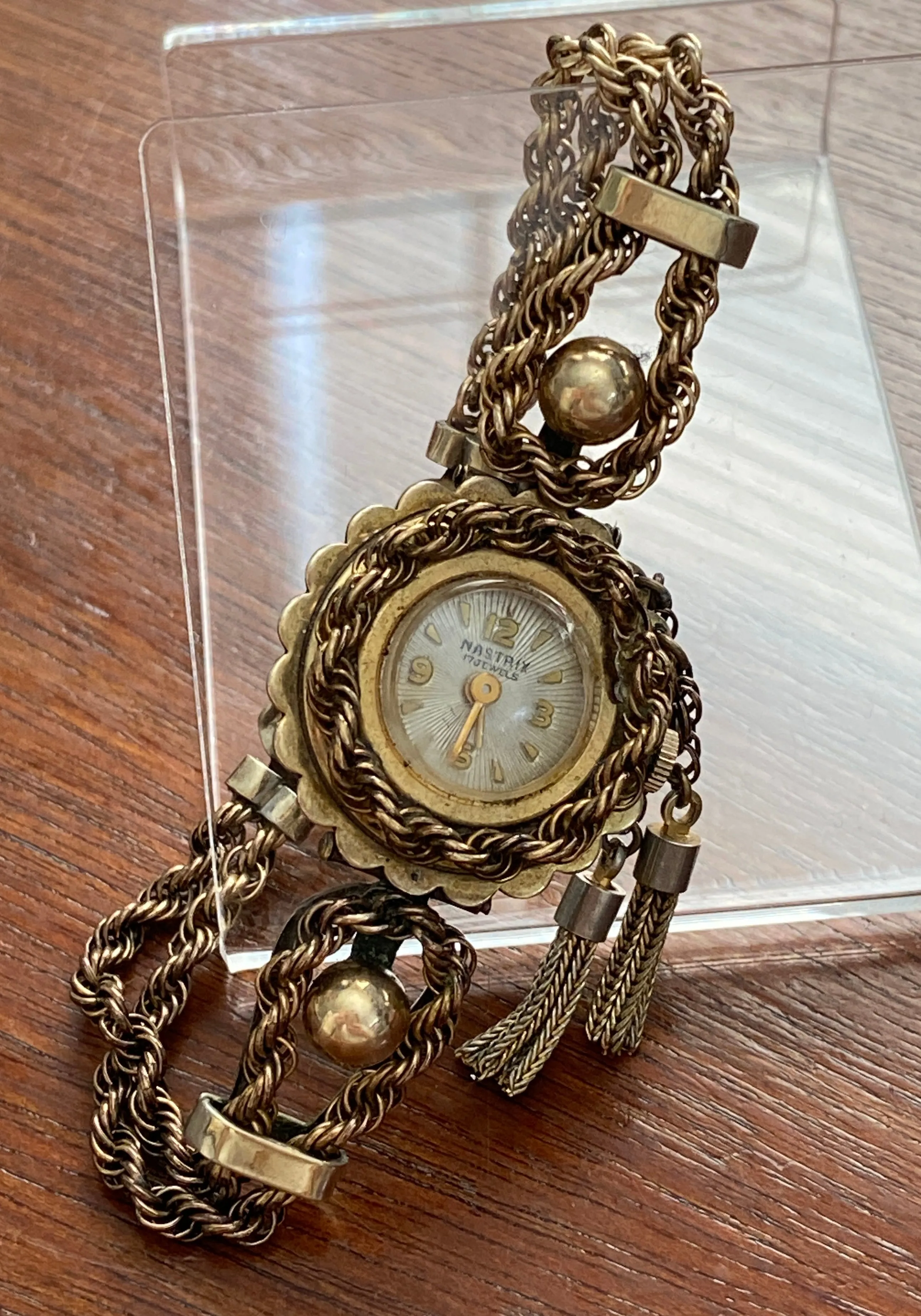 Rare Nastrik Gold Filled Chain Women's Wristwatch Manual Wind