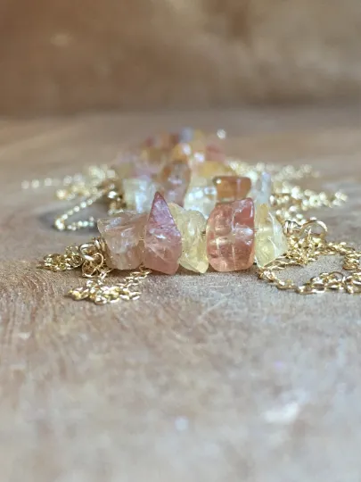 Raw Imperial Topaz Necklace Silver or Gold