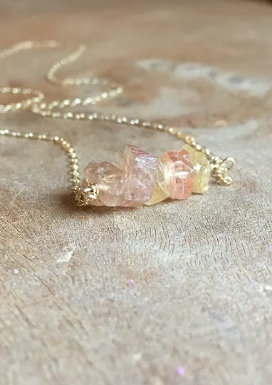Raw Imperial Topaz Necklace Silver or Gold