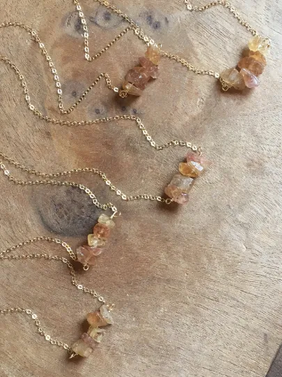 Raw Imperial Topaz Necklace Silver or Gold