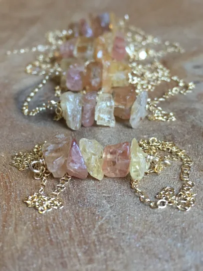 Raw Imperial Topaz Necklace Silver or Gold