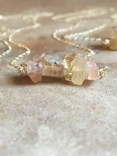 Raw Imperial Topaz Necklace Silver or Gold