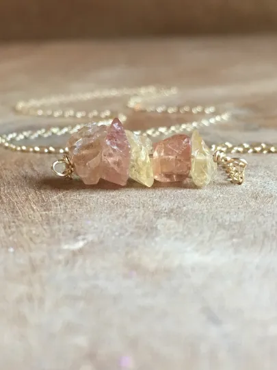 Raw Imperial Topaz Necklace Silver or Gold