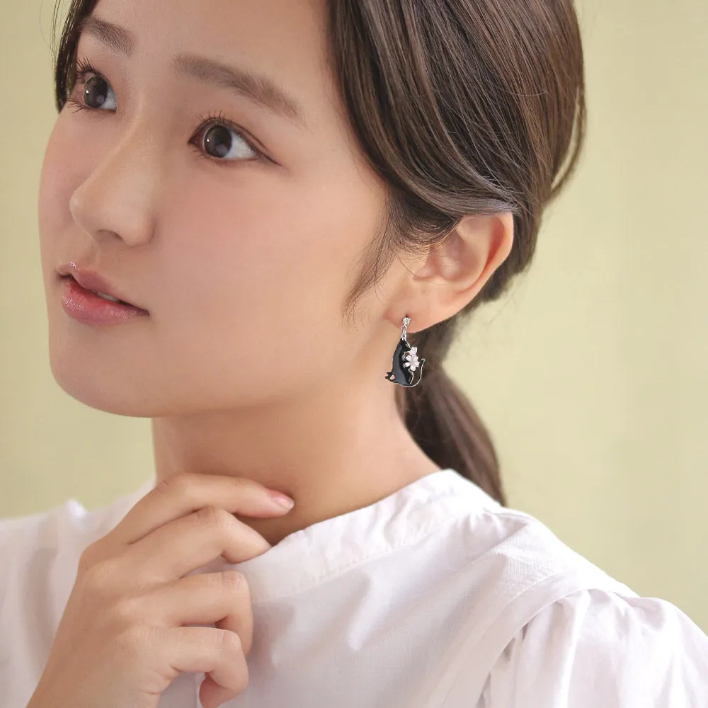 Sakura Cat Mismatched Earrings
