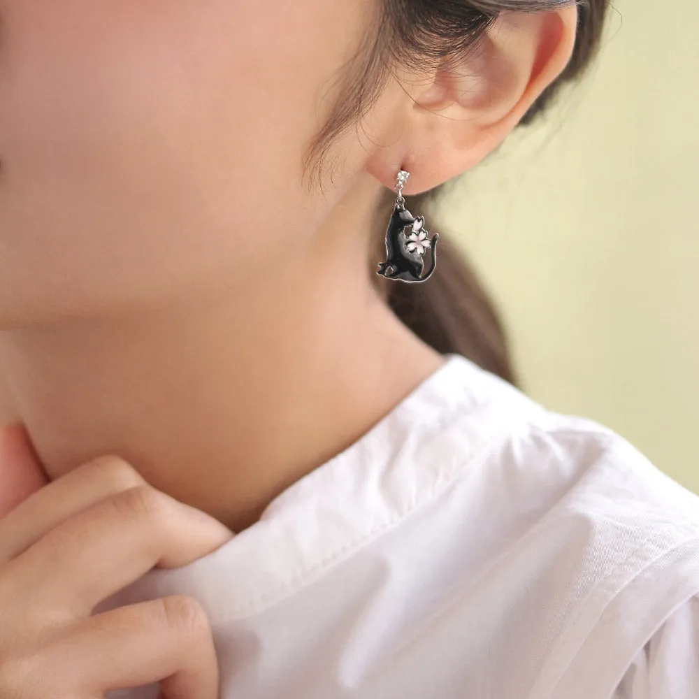 Sakura Cat Mismatched Earrings
