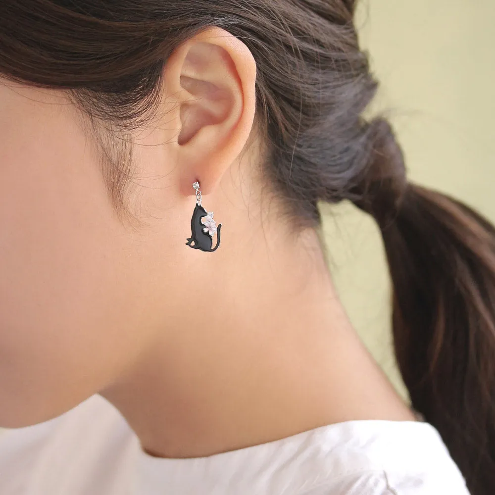 Sakura Cat Mismatched Earrings