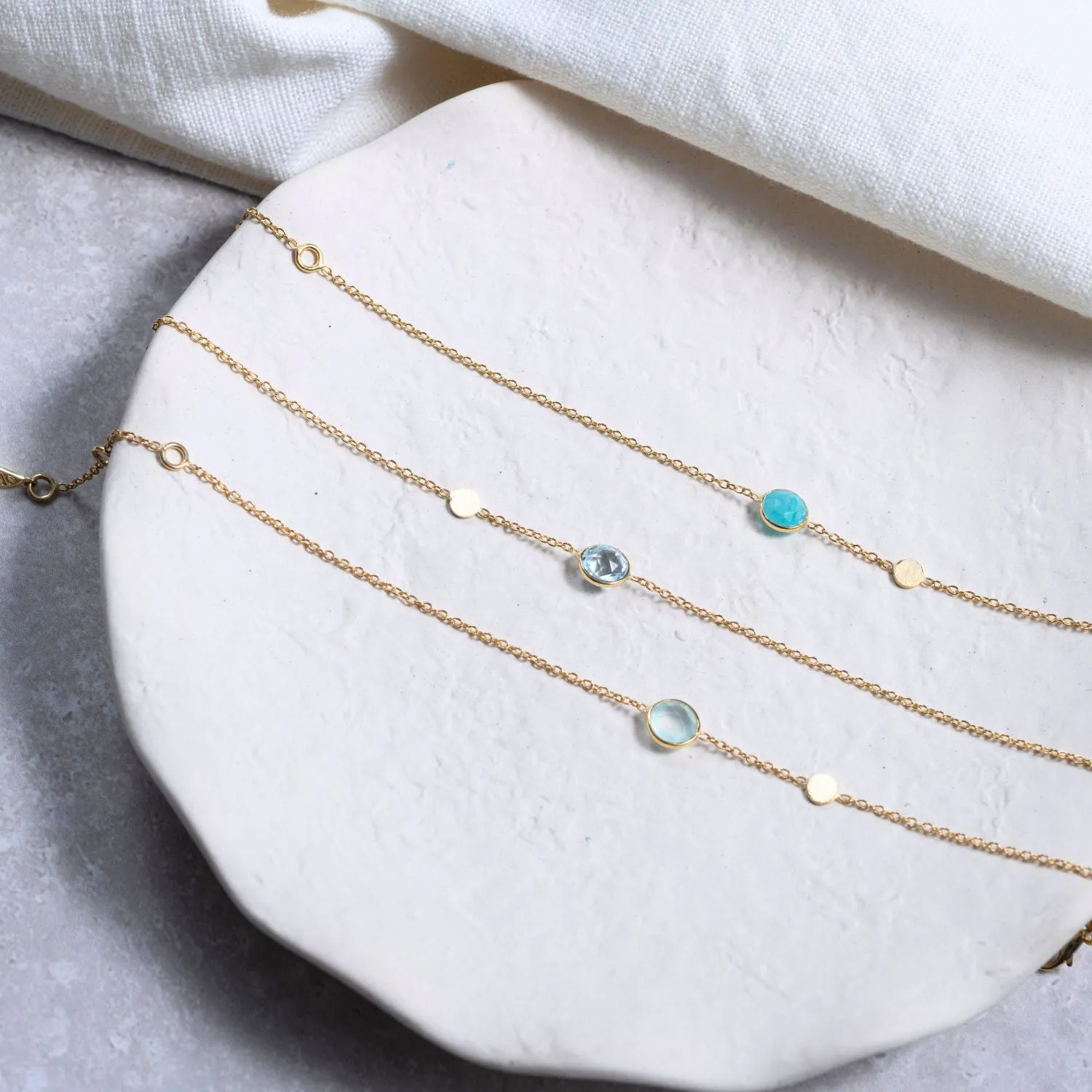 Salina Aqua Chalcedony and Gold Disc Bracelet