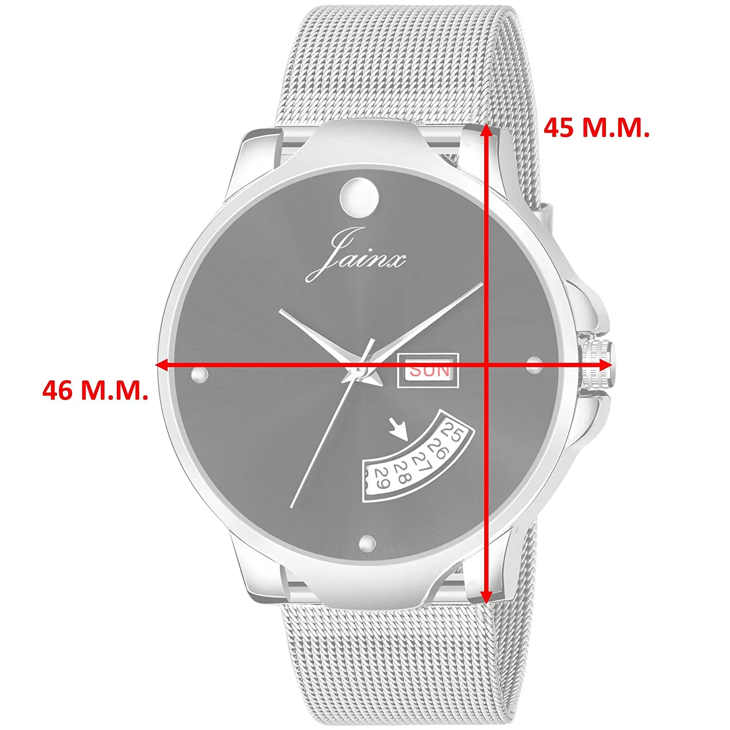 SILVER Day & Date Steel Mesh Chain Analog Watch - For Men JM7118