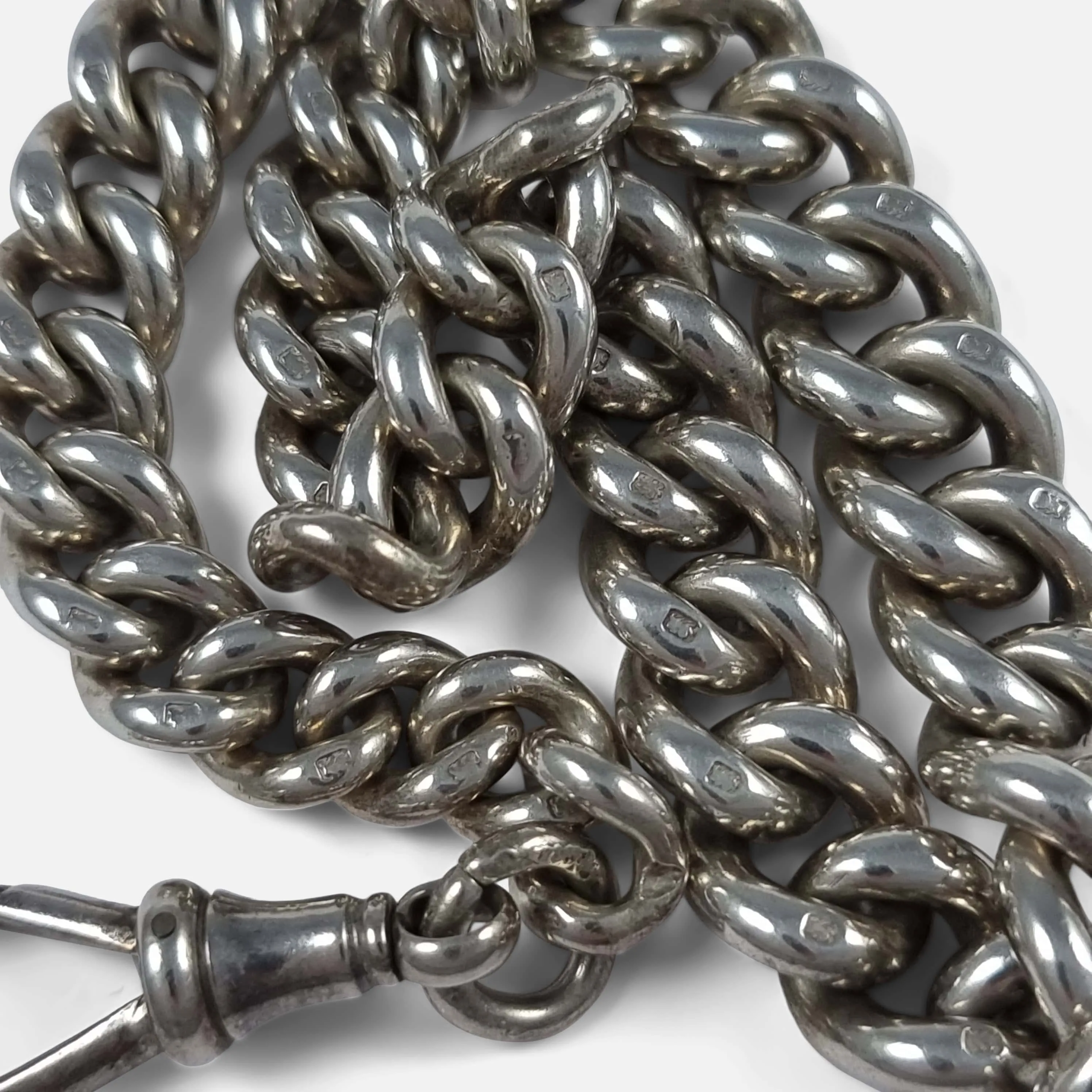 Silver Graduating Albert Watch Chain, 89.7g