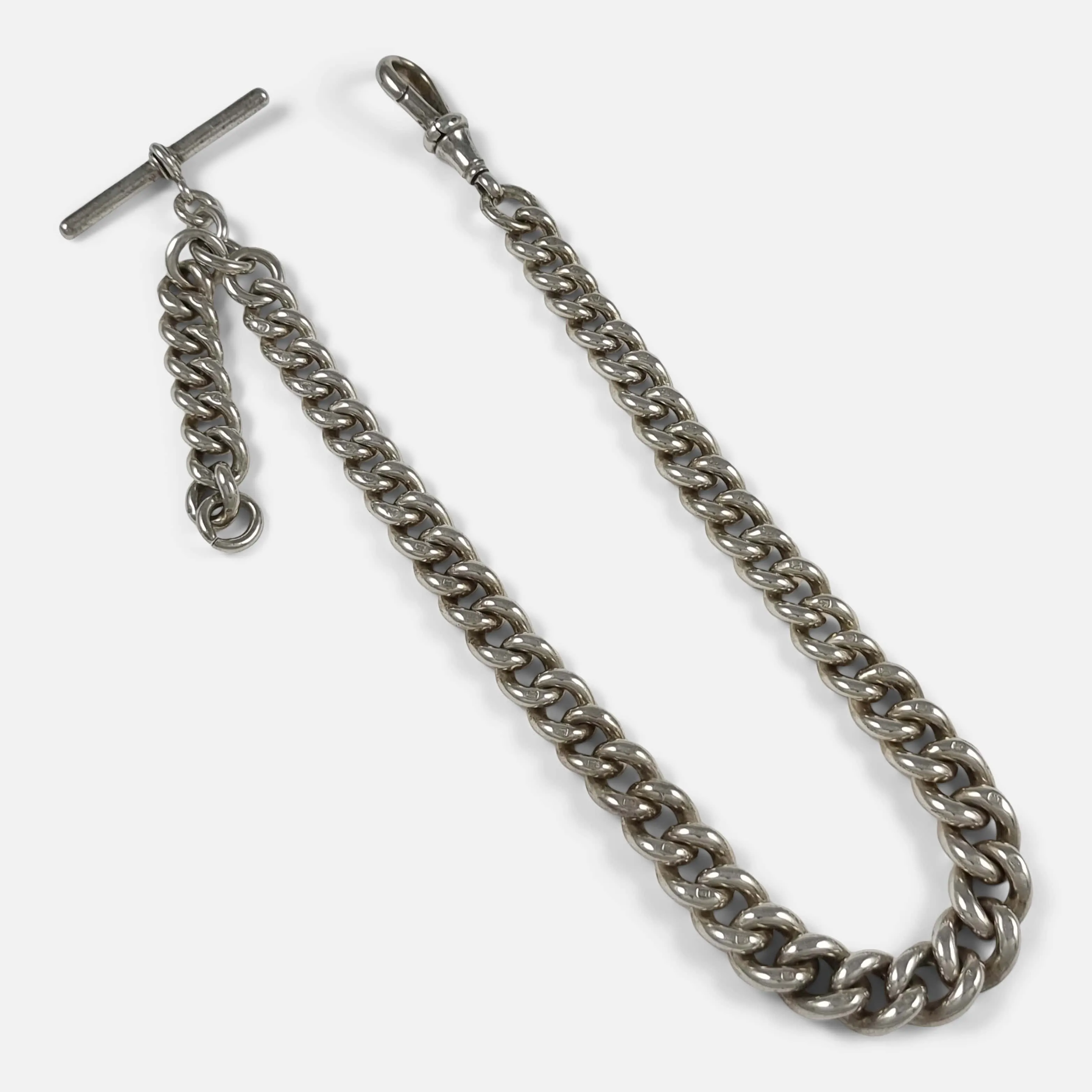 Silver Graduating Albert Watch Chain, 89.7g