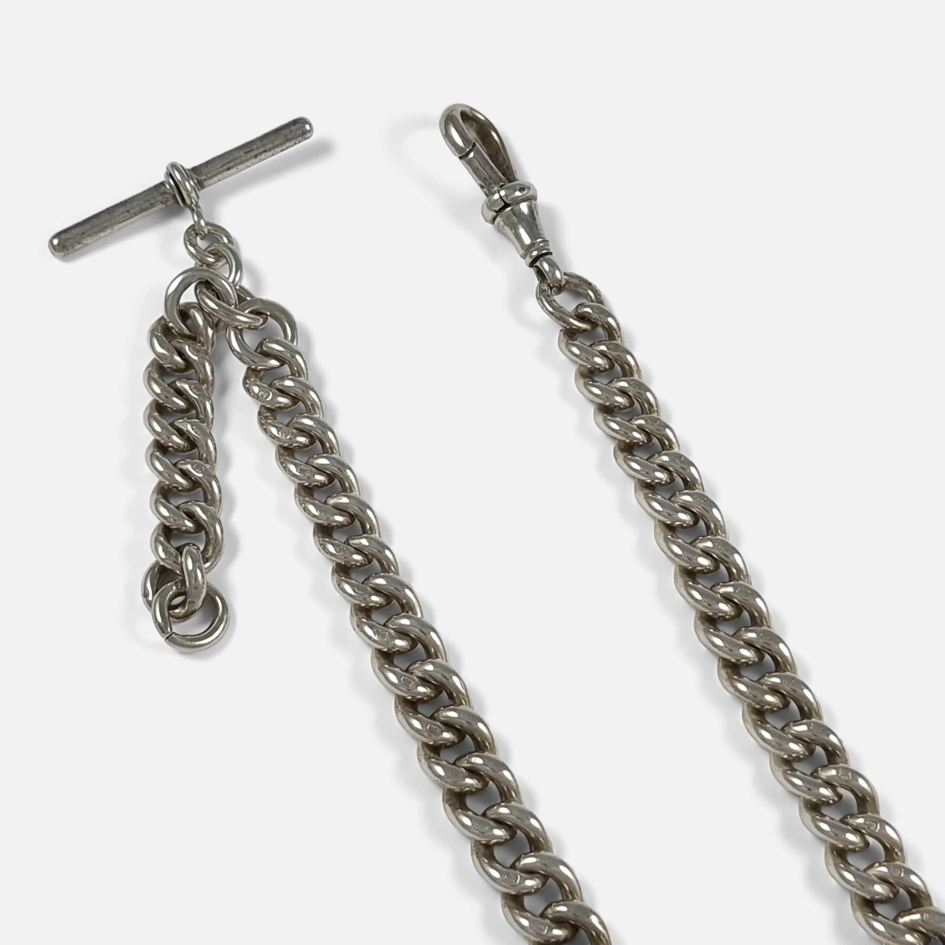 Silver Graduating Albert Watch Chain, 89.7g