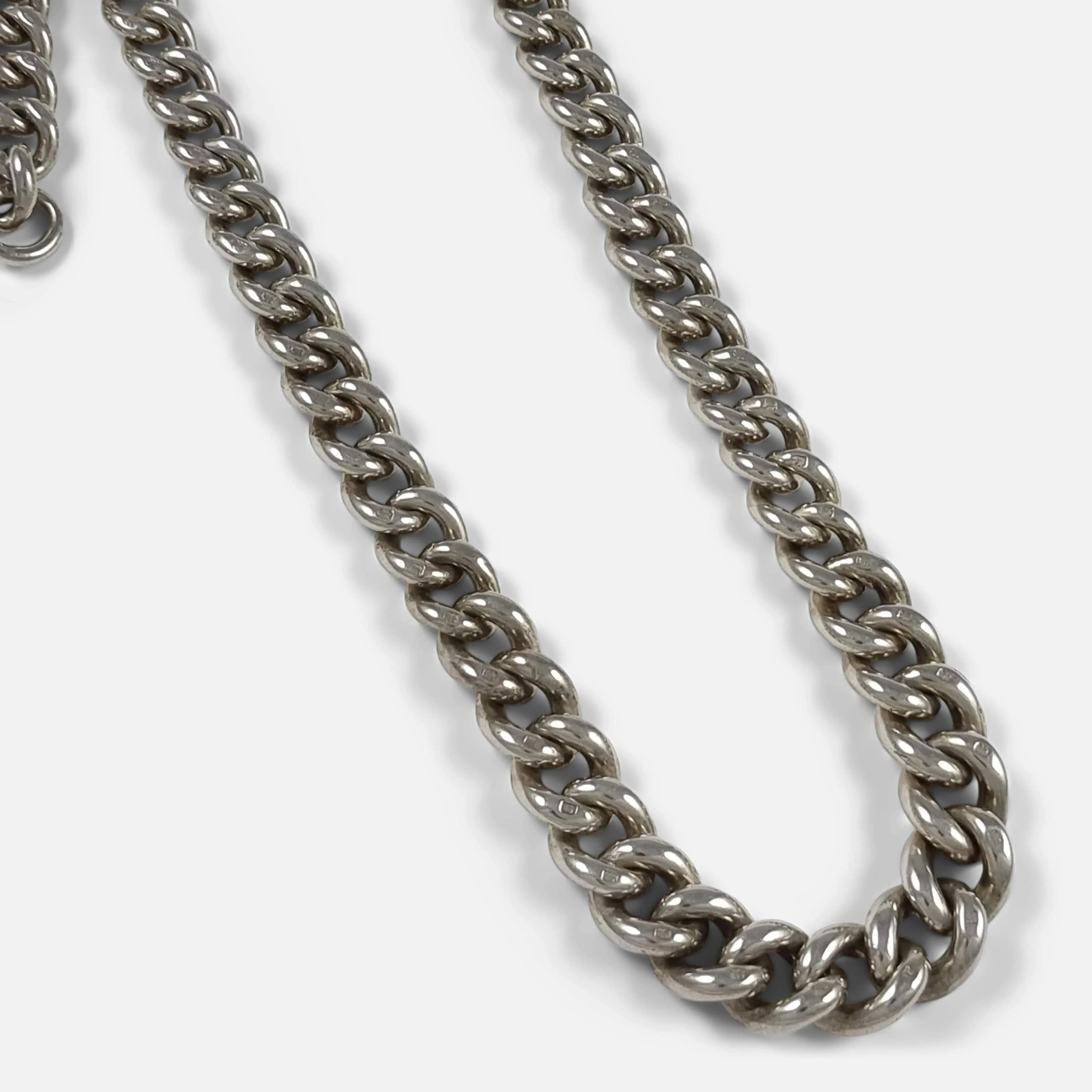 Silver Graduating Albert Watch Chain, 89.7g